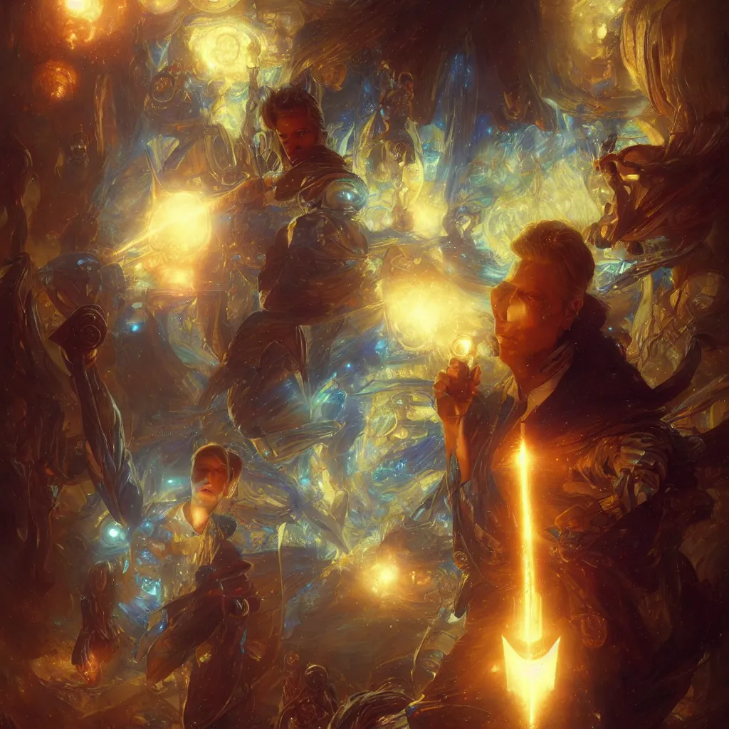 Image similar to david bowie as doctor who, radiant light, caustics, heroic, bright iridescent light, by gaston bussiere, bayard wu, greg rutkowski, maxim verehin