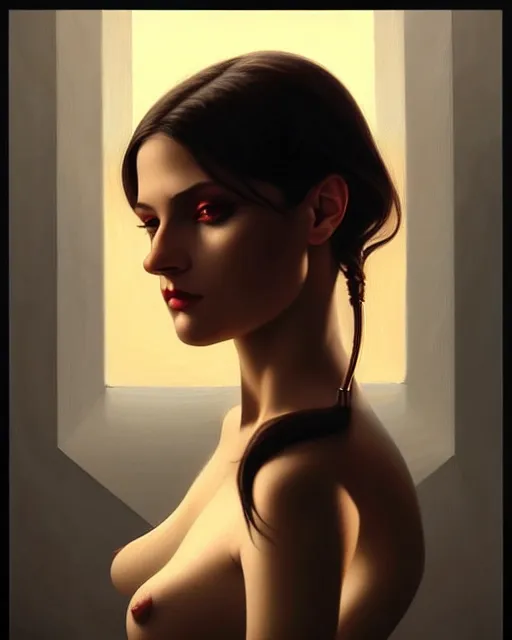 Prompt: stylized portrait of an artistic pose, composition, dark sensual mysterious young lady, cinematic moody colors, one single head, realistic shaded, fine details, realistic shaded lighting poster by ilya kuvshinov, magali villeneuve, artgerm, jeremy lipkin and michael garmash and rob rey