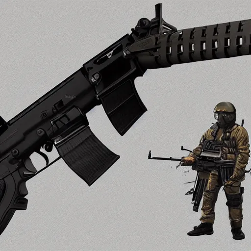 Image similar to digital 2 d, digital 3 d, concept art, weapons, hard surface, ar - 1 5