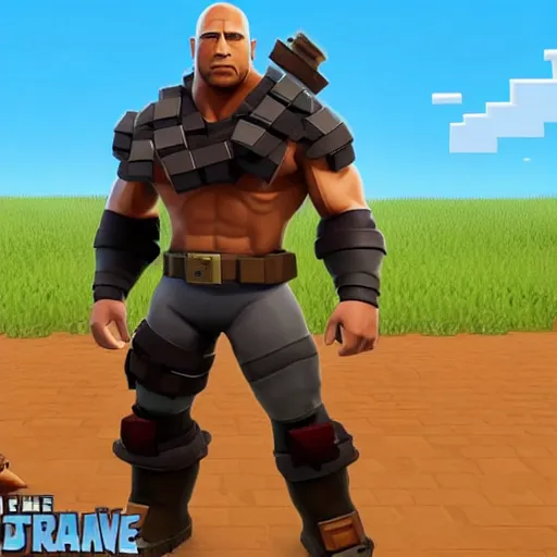 Image similar to dwayne the rock johnson as fortnite apex pokemon minecraft cs : go mario overwatch blizzard tft rainbow six siege roblox league animal crossing hearthstone yugioh sims god of war fifa sonic borderlands skyrim fallout zelda wither cyberpunk red dead screenshot from pokemon