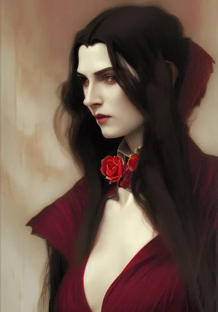 Image similar to dracula, intricate, elegant, highly detailed, digital painting, artstation, concept art, smooth, sharp focus, illustration, art by artgerm and greg rutkowski and alphonse mucha and william - adolphe bouguereau