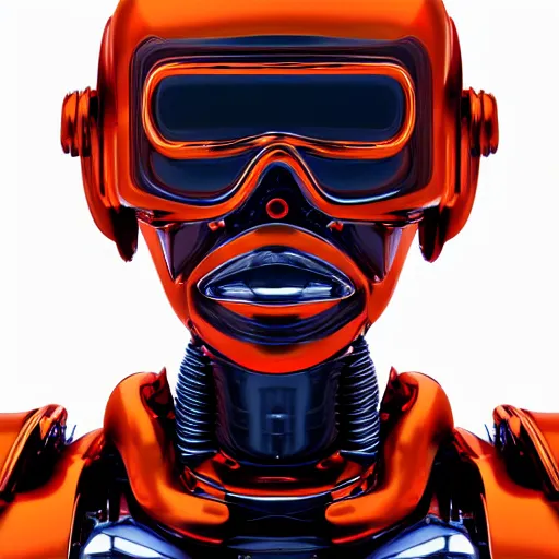 Image similar to graceful orange chrome robot, character concept art, futuristic cyberpunk humanoid machine, symmetry _ _ 4, hyperrealistic high detail 7 0 mm, 4 k