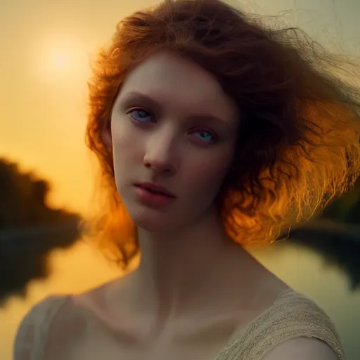 Prompt: photographic portrait of a stunningly beautiful english renaissance apollonian female in soft dreamy light at sunset, beside the river, soft focus, contemporary fashion shoot, hasselblad nikon, in a denis villeneuve movie, by edward robert hughes, annie leibovitz and steve mccurry, david lazar, jimmy nelsson, hyperrealistic, perfect face