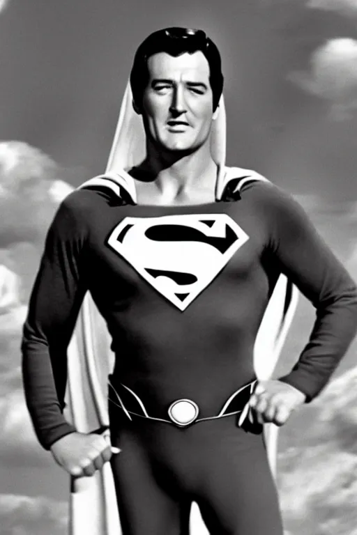 Image similar to rock hudson playing superman in 1 9 7 8, superhero movie