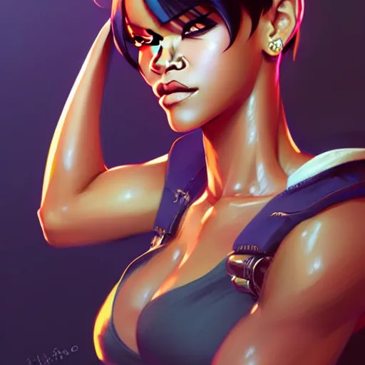 Prompt: buff rihanna, portrait shinkai makoto studio ghibli studio key hideaki anno sakimichan stanley artgerm lau rossdraws james jean marc simonetti elegant highly detailed digital painting artstation pixiv