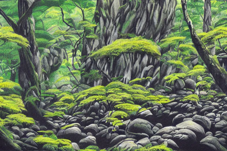 Prompt: yakushima forest painting