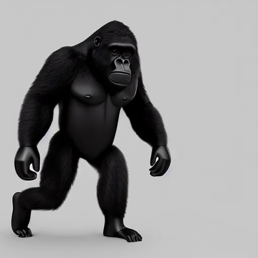 Image similar to happy gorilla wearing a suit carrying a briefcase in the style of pixar, volumetric lighting, redshift render, 4 k, detailed