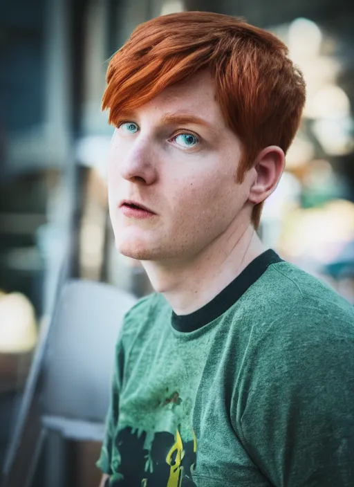 Image similar to portrait photo still of real life philip j fry, 8 k, 8 5 mm, f. 1 4