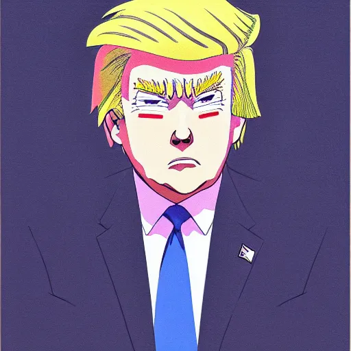 Image similar to An anime portrait of Donald Trump, cheek blush, shy, uwu,