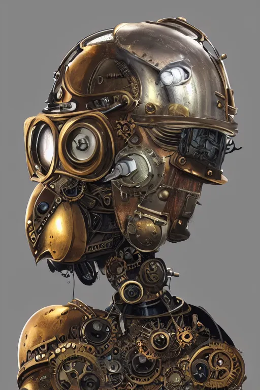 Image similar to steampunk helmet fantasy art mask robot ninja stylized digital illustration sharp focus, elegant intricate digital painting artstation concept art global illumination ray tracing advanced technology chaykin howard and campionpascale and cooke darwyn and davis jack