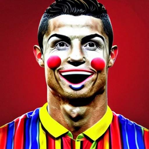 Image similar to cristiano Ronaldo as a clown