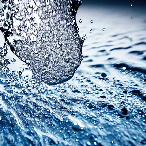 Image similar to water splashes forming a shape of a human head, ray tracing, realistic water sharp focus, long shot, 8 k resolution, cinematic