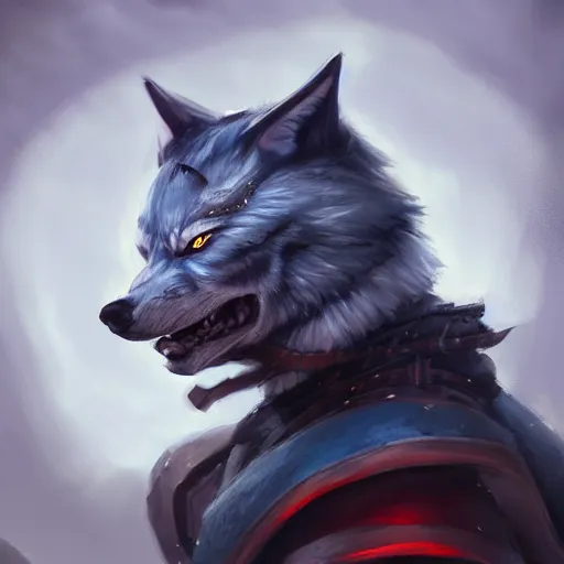 Image similar to anthropomorphic Azure samurai wolf, DnD character art portrait, fantasy battleground, raining, fire, oil painting, heroic pose, magic the gathering artwork, D&D, fantasy, cinematic lighting, centered, symmetrical, highly detailed, digital painting, artstation, concept art, smooth, sharp focus, illustration, volumetric lighting, epic Composition, 8k, art, DeviantArt, trending on Artstation, Jason Felix, Steve Argyle, Tyler Jacobson, Peter Mohrbacher, Akihiko Yoshida, Greg Rutkowski, Craig Mullins, Frank Frazetta, cinematic lighting