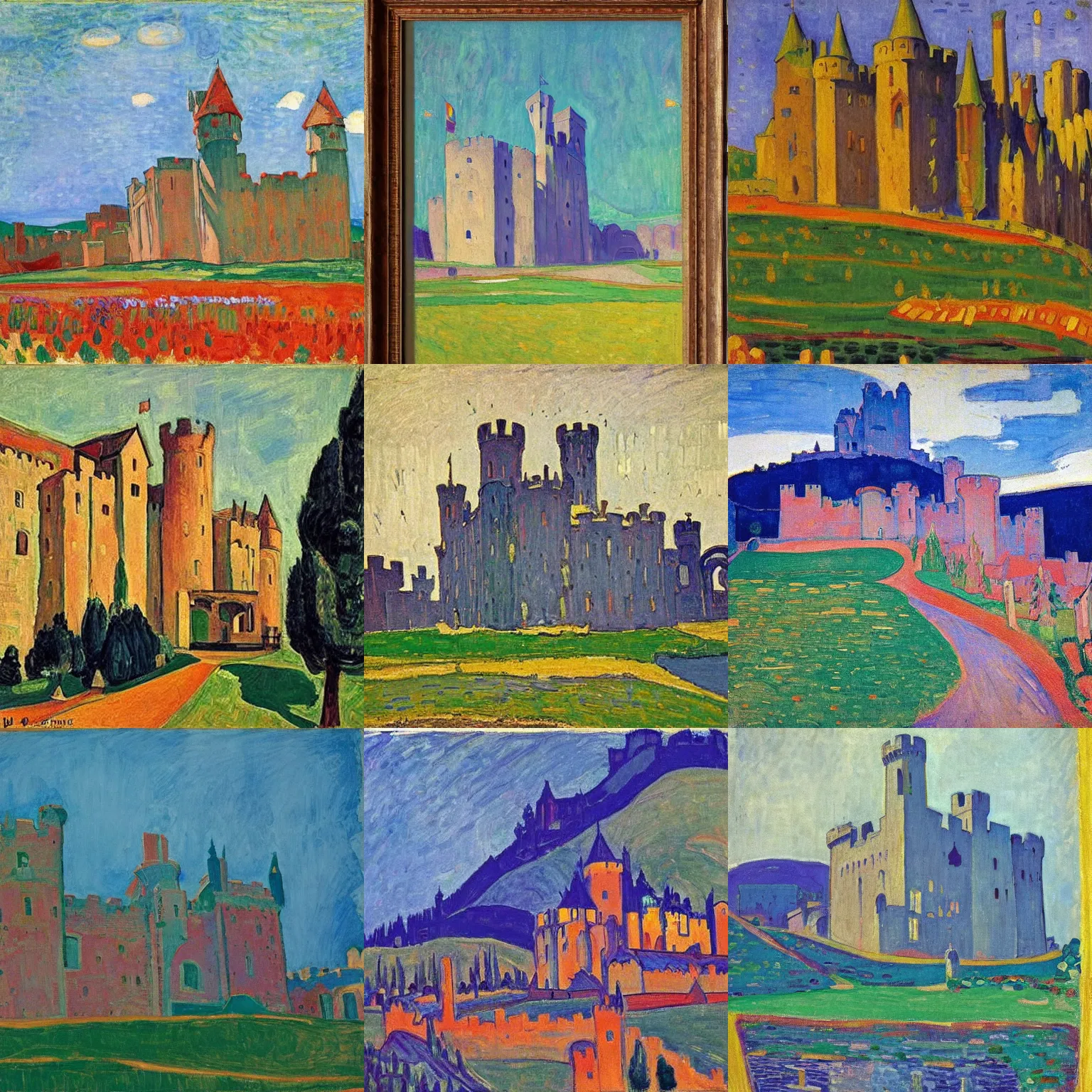 Prompt: medieval castle, by cuno amiet