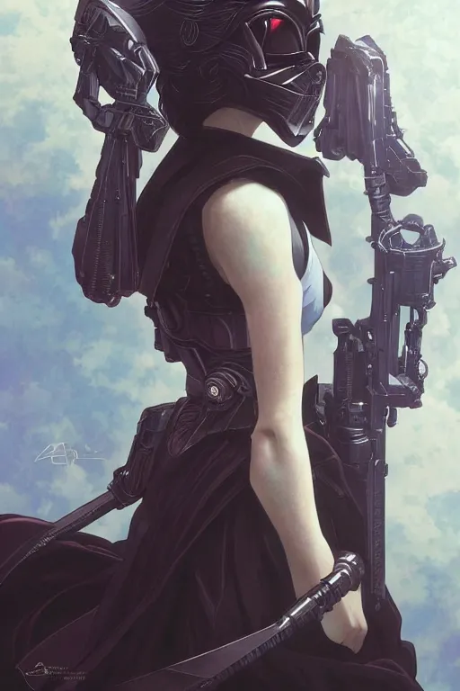 Image similar to anime key visual of a female darth vader goddess!!, intricate, stunning, highly detailed, digital painting, artstation, smooth, hard focus, illustration, art by artgerm and greg rutkowski and alphonse mucha