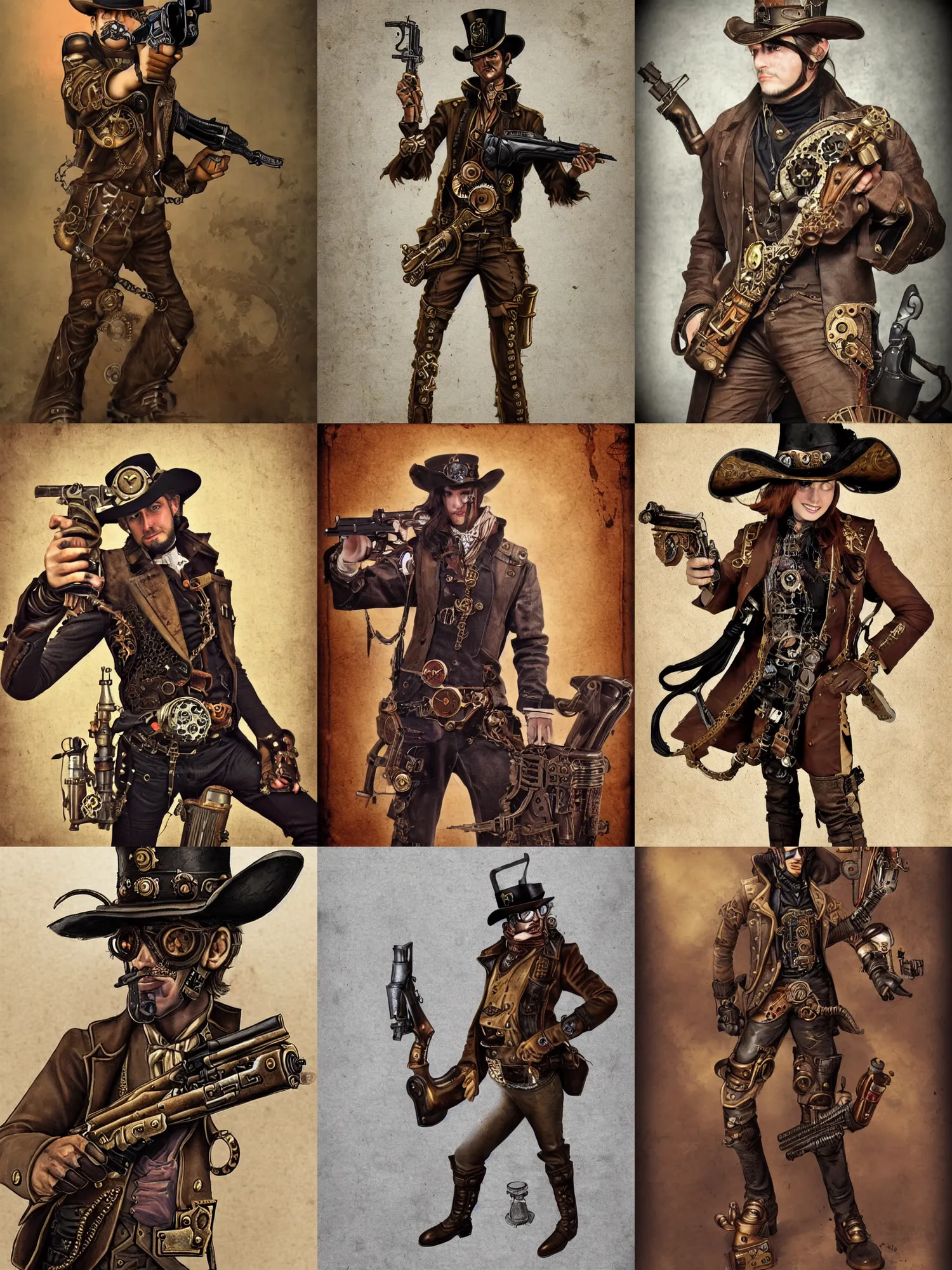Prompt: steampunk gunslinger