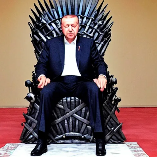 Image similar to photo of Recep Tayyip Erdoğan sitting on the iron throne, HD