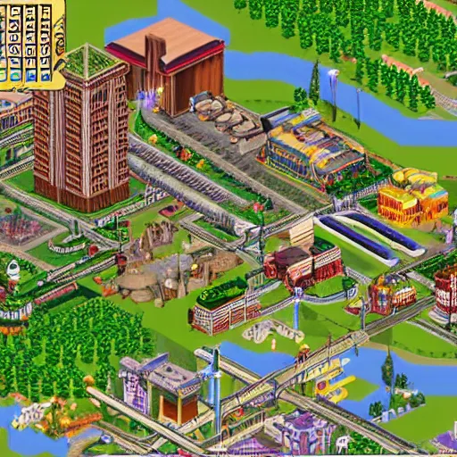 Prompt: Silver Dollar City in Sim City 2000