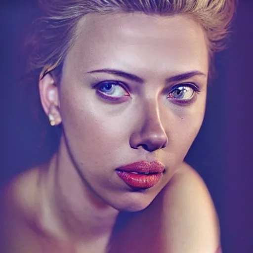 Prompt: Beautiful photography portrait of Scarlet Johansson by Steve McCurry with studio cinematic lighting
