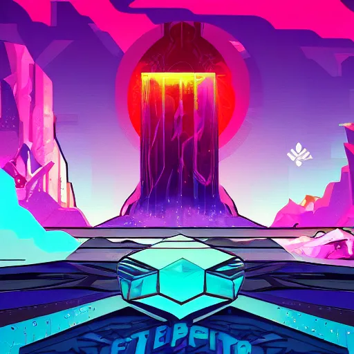 Image similar to gemstone, retrowave epic art, trending on art station