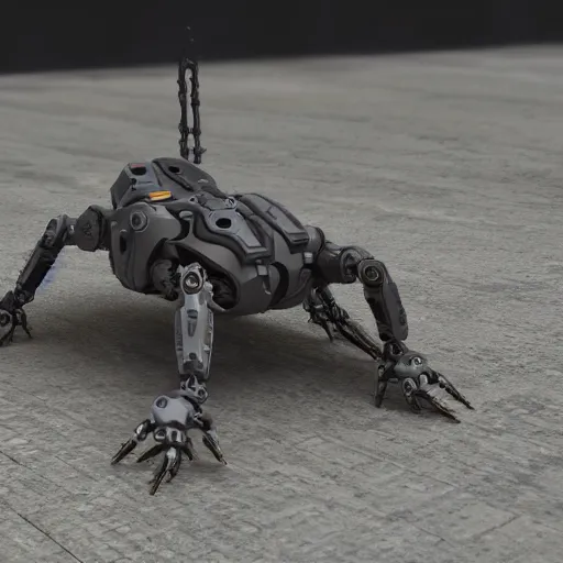 Image similar to hard surface, robotic platform, based on minimal surface, 6 claws, symmetric, unreal engine