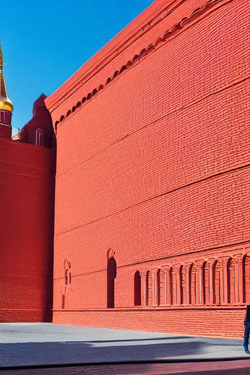 Image similar to photography by wes anderson, kremlin, red square, building with bricks, sharp focus, golden ratio, symmetry, ultra realistic, 8 k