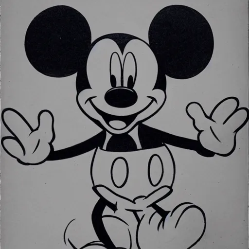 Image similar to Mickey Mouse with three eyes, symmetrical, 1930's illustration