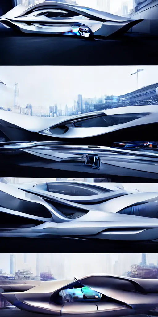 Image similar to sci-fi car zaha hadid wall structure logotype and car on the coronation of napoleon and digital billboard in the middle artwork in style of Ruan Jia Sheng Lam