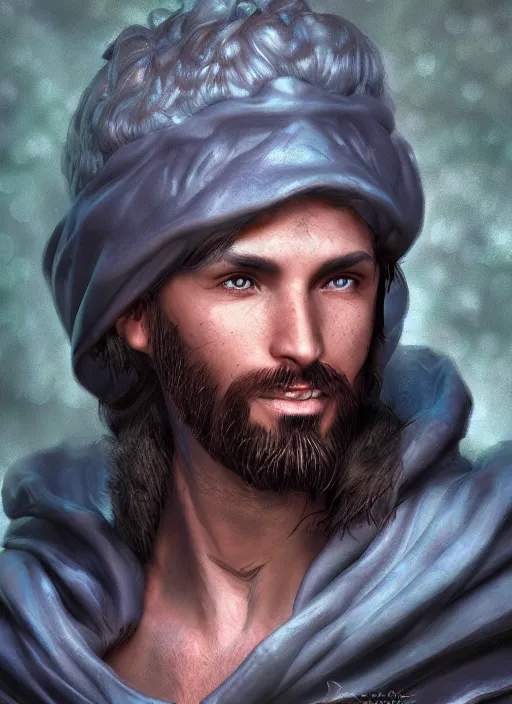 Prompt: A fantasy comic book style portrait painting of a male mystic druid, unreal 5, DAZ, hyperrealistic, octane render, RPG portrait, dynamic lighting