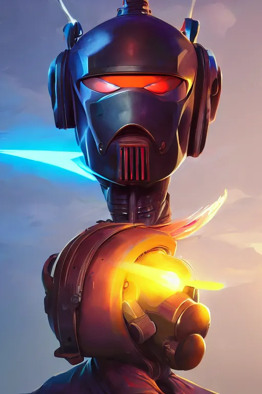 Image similar to epic mask helmet robot ninja portrait stylized as fornite style game design fanart by concept artist gervasio canda, behance hd by jesper ejsing, by rhads, makoto shinkai and lois van baarle, ilya kuvshinov, rossdraws global illumination radiating a glowing aura global illumination ray tracing hdr render in unreal engine 5