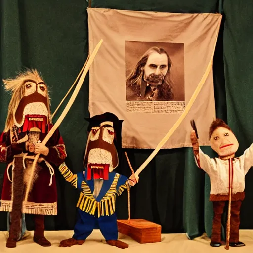 Image similar to a puppet show reenactment of custer's last stand