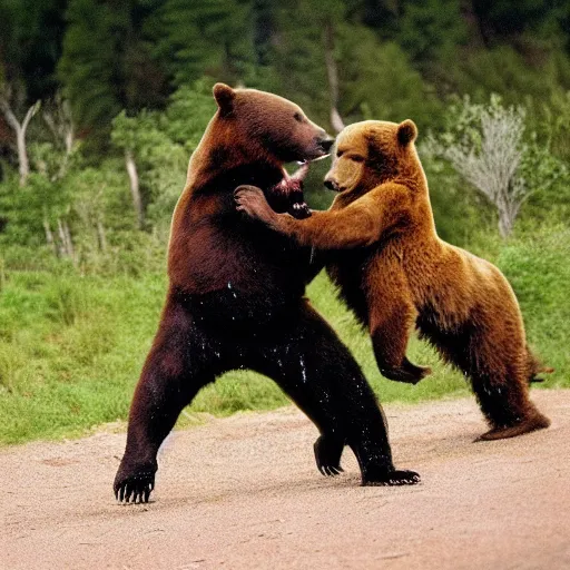 Image similar to “Mike Tyson fighting a bear, 4k photograph, award winning”