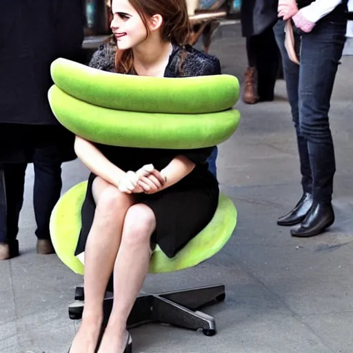 Image similar to emma watson as an avocado chair