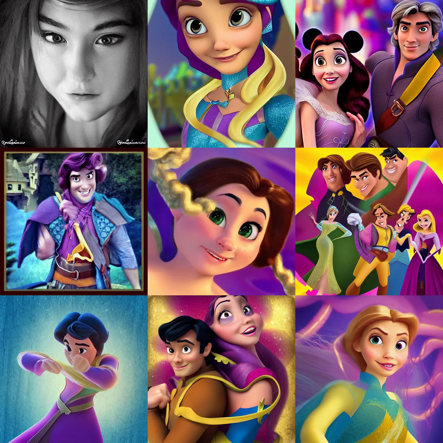 Prompt: “hero close up, in style of Disney Tangled movie”