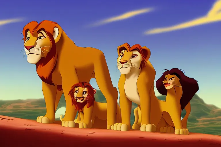 Prompt: simba, mufasa and sarabi from lion king looking at joe biden, symmetry, awesome exposition, very detailed, highly accurate, 8 k, furry