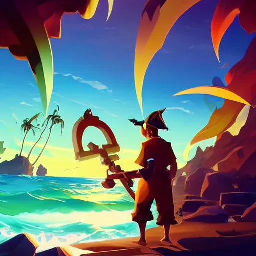 Image similar to painting treasure on sea of thieves game smooth median photoshop filter cutout vector, behance hd by jesper ejsing, by rhads, makoto shinkai and lois van baarle, ilya kuvshinov, rossdraws global illumination