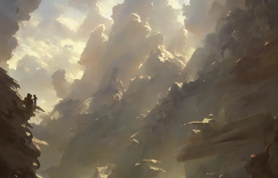 Prompt: greg manchess concept art of a the cloud stairs dimension, key visual, ambient lighting, highly detailed, digital painting, artstation, concept art, sharp focus, by makoto shinkai and akihiko yoshida and hidari and wlop and greg rutkowski