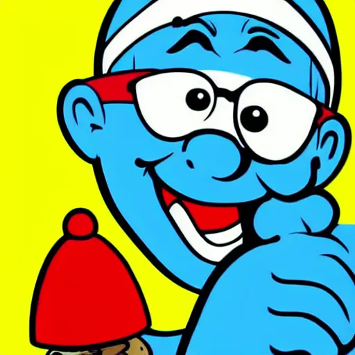 Image similar to papa smurf comic - book drawing from mad - magazine pen and ink with full - color artwork, vector svg