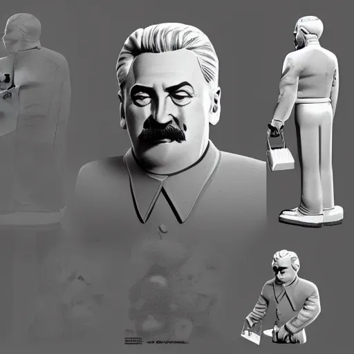 Image similar to stalin figurine commerical, white background, 3d render