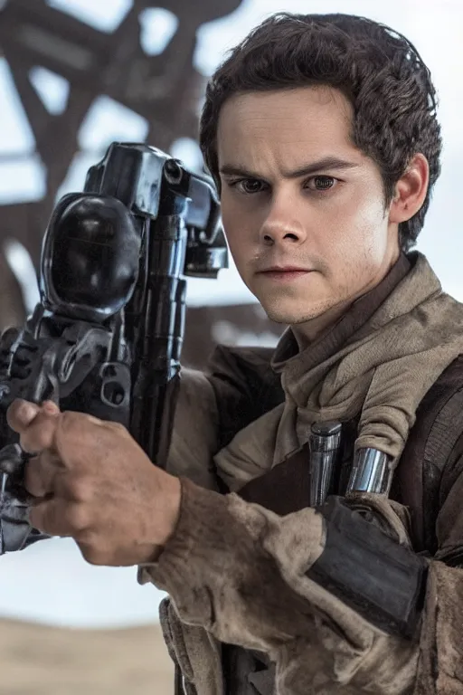 Prompt: Dylan O’Brien in Rogue One: A Star Wars Story (2016)