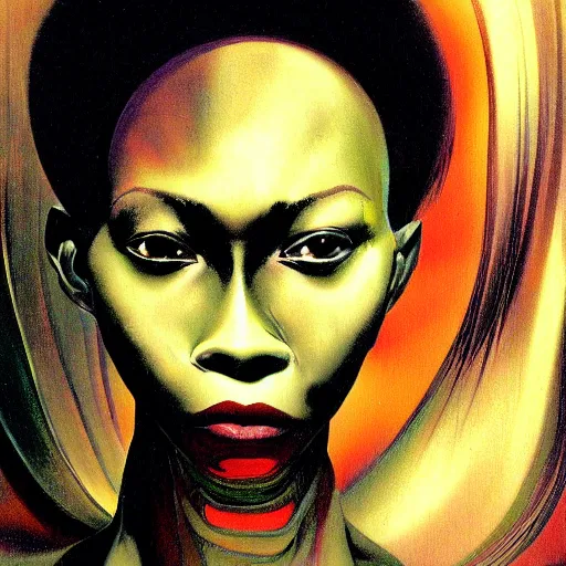 Image similar to citizen portrait soft light painted by dave mckean, inspired by kenyan ghost in the shell anime, smooth face feature, intricate oil painting, high detail illustration, sharp high detail, manga and anime 1 9 9 9