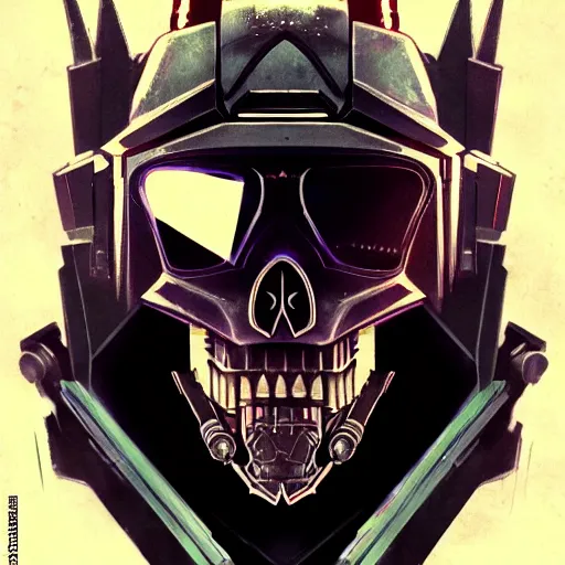 Image similar to close up portrait of a violent 40th century Space Pirate, most wanted warhammer 40k criminal, wolf skull helmet, futuristic data traveler, Ghost in the shell, Akira, cyberpunk vilain, Blade Runner