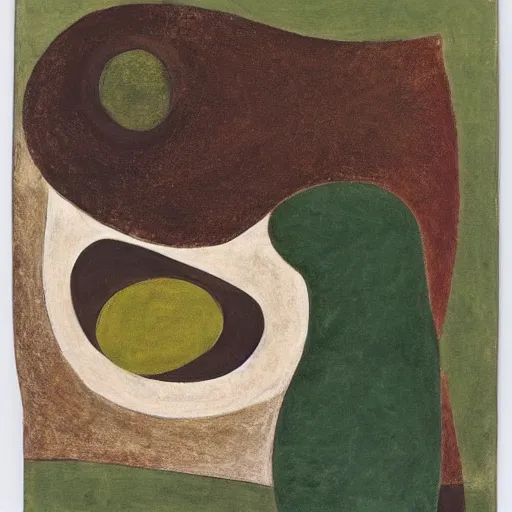 Image similar to ecstatic, unified burnt umber, fern green by barbara hepworth. a beautiful experimental art of a woman with long flowing hair, wild animals, & a dark, starry night sky.