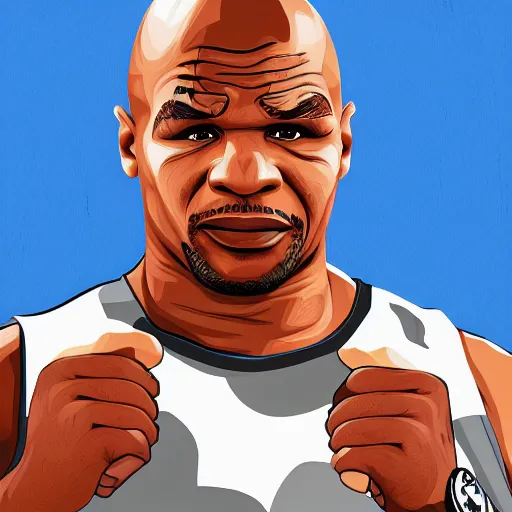 Image similar to Mike tyson grand theft auto art style digital painting artwork