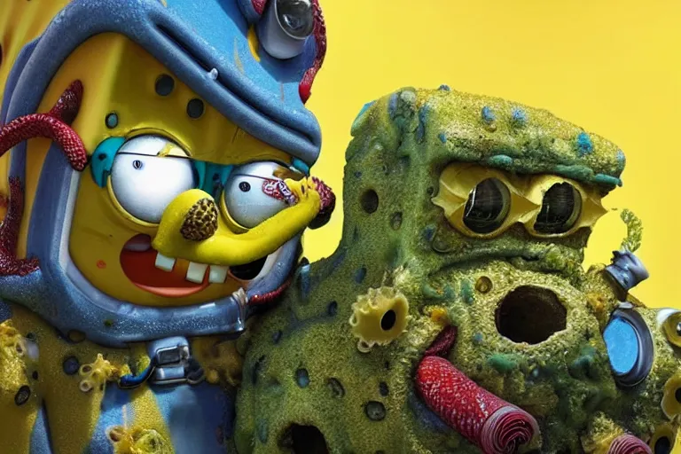 Prompt: Spongebob Cthulhu in a spacesuit, photorealistic still from action movie