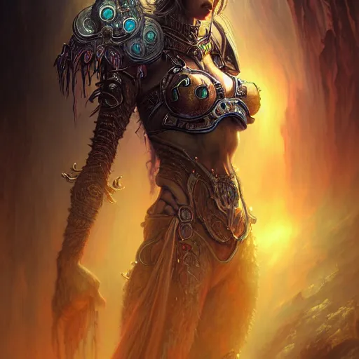 Image similar to a highly detailed long shot photo of chthonic warcraft female character by ayami kojima, beksinski, giger, intricate, digital painting, artstation, intricate, concept art, smooth, sharp focus, illustration