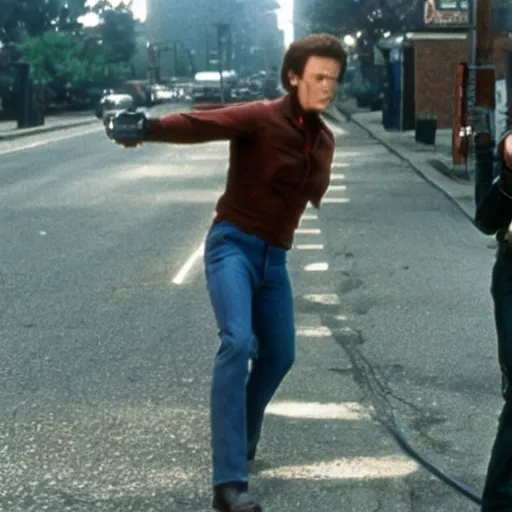 Image similar to Live Action Still of Jerma985 in Dirty Harry, real life, hyperrealistic, ultra realistic, realistic, highly detailed, epic, HD quality, 8k resolution, body and headshot, film still