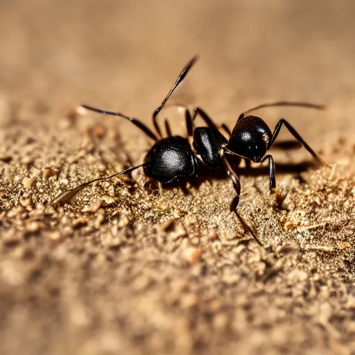 Prompt: Macro photography of an ant boarding a very very small train on a sunny day, professional photography, 8k, trending on artstation