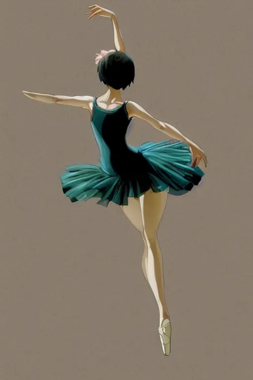 Image similar to ballerina, artwork made by makoto shinkai, inspired in hirohiko araki, clean details, light color palette, anatomically proportional, hd