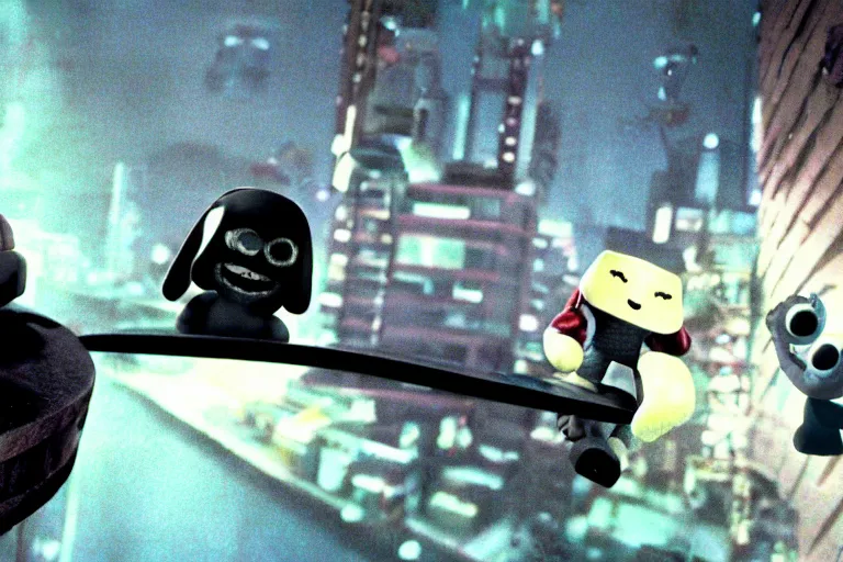 Prompt: a still of littlebigplanet movie directed by michael mann in 1 9 9 6